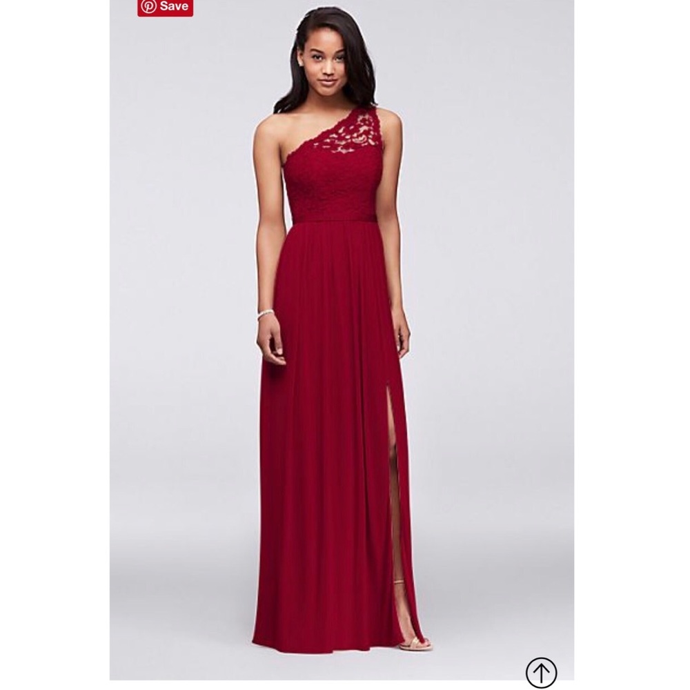 Purple one shoulder lace maxi dress